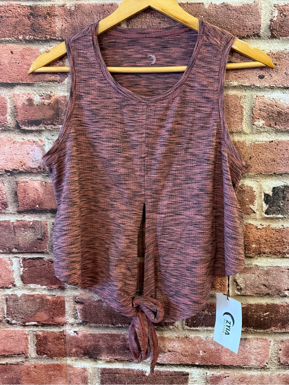 ZYIA Heathered Pink Infinity Tie-Front Tank Top
